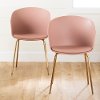 100412 Set 2 Pink And Gold Dine Chairs- Flam