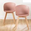 100414 Set 2 Pink And Wood Dine Chairs- Flam
