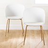 100415 Set 2 White And Gold Dine Chairs- Flam