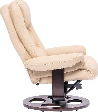Ivory Leather Pedestal Recliner with Matching Ottoman - Wasatch-4
