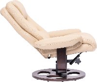 Ivory Leather Pedestal Recliner with Matching Ottoman - Wasatch-5