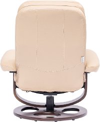 Ivory Leather Pedestal Recliner with Matching Ottoman - Wasatch-6