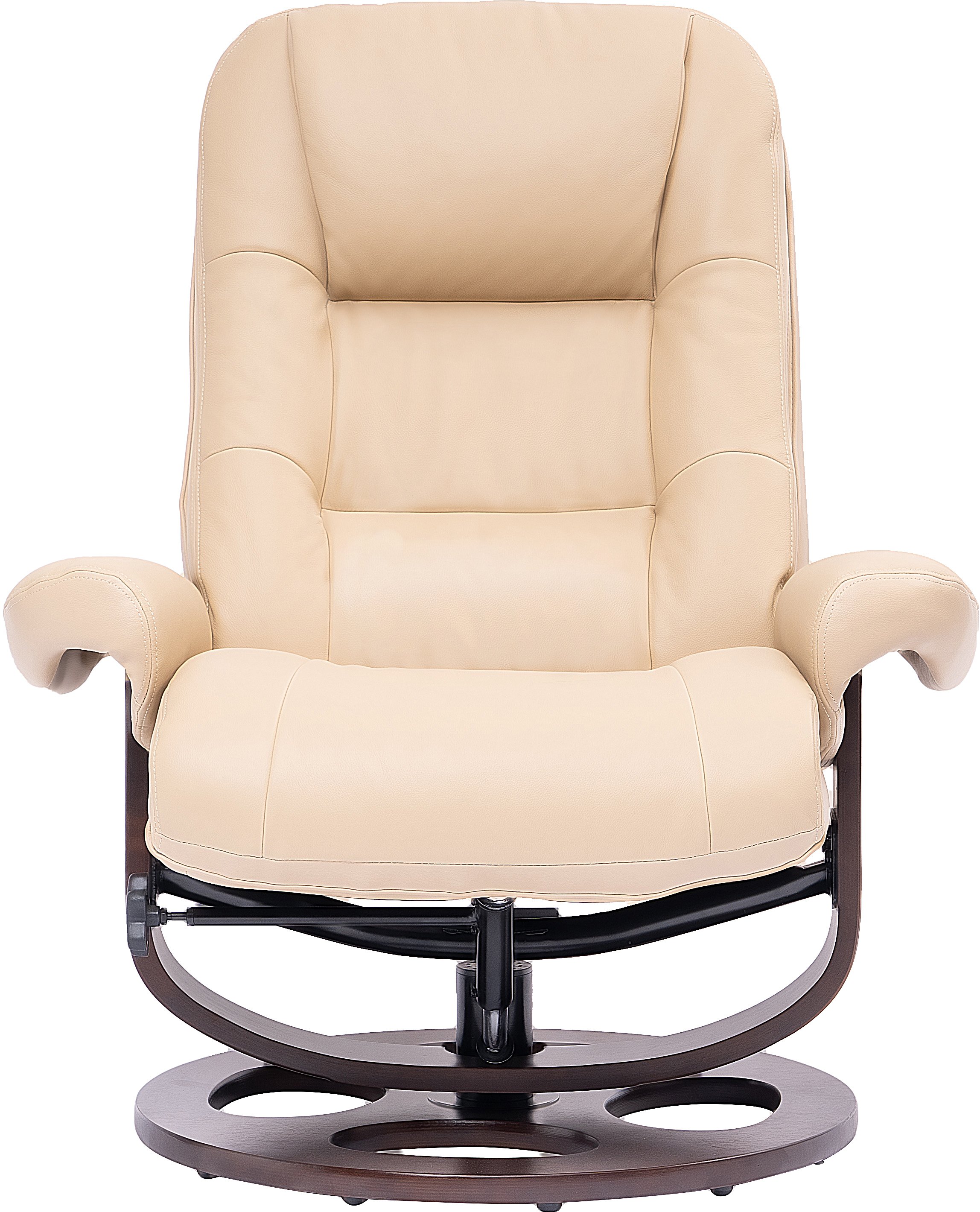 Wasatch Ivory Leather Pedestal Recliner with Matching Ottoman-1