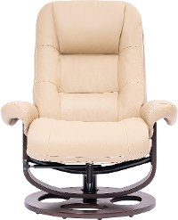 Wasatch Ivory Leather Pedestal Recliner with Matching Ottoman