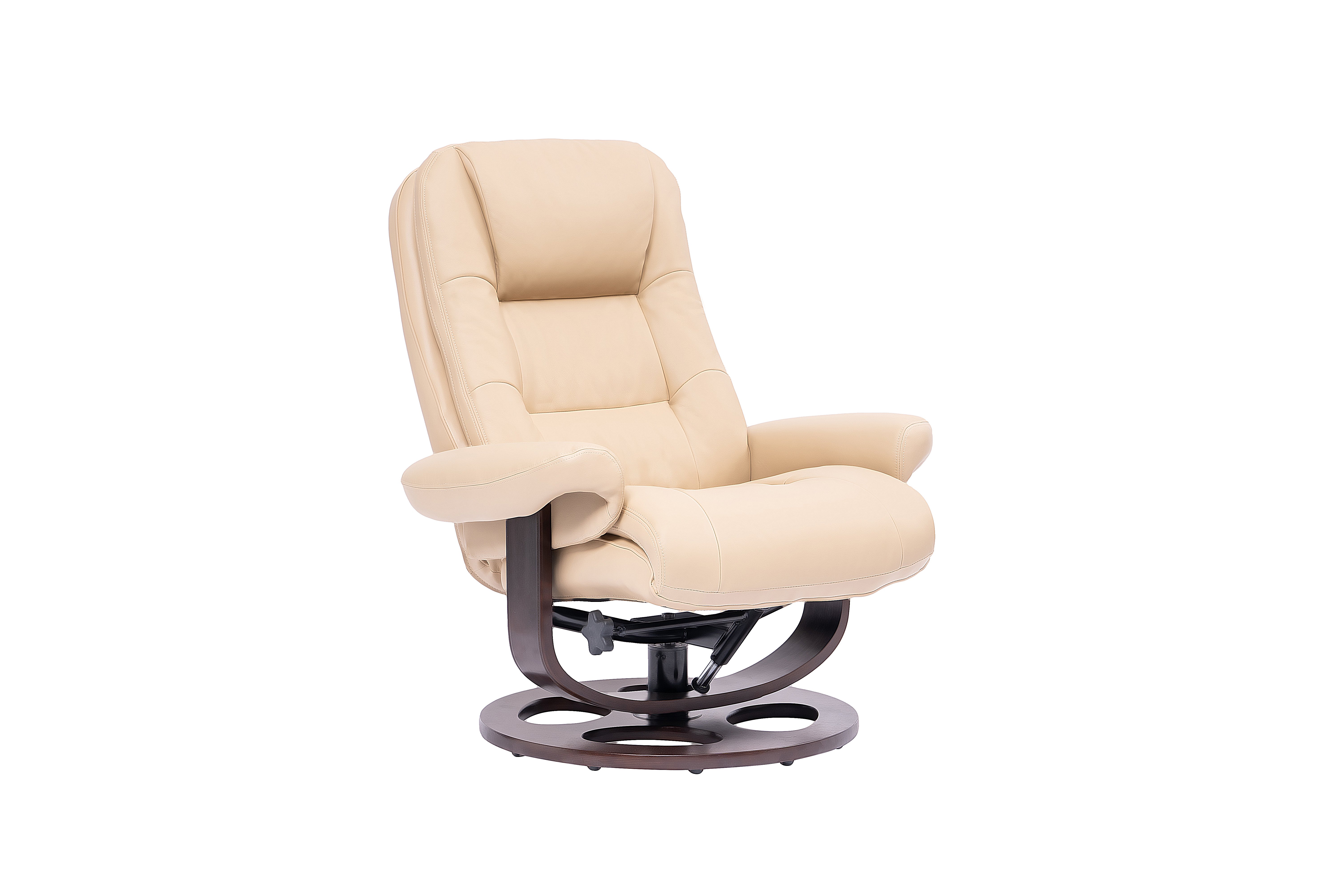 Wasatch Ivory Leather Pedestal Recliner with Matching Ottoman-2