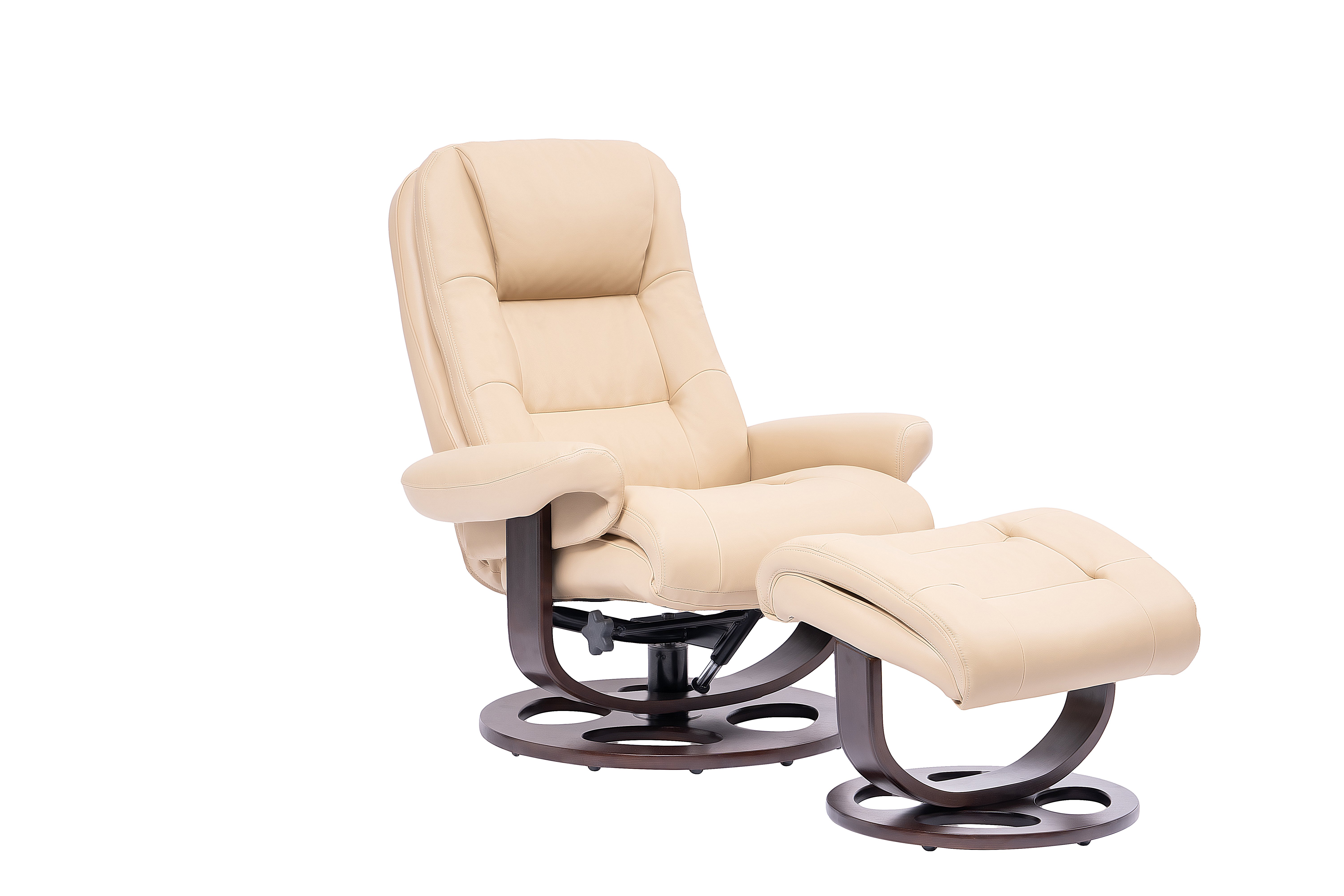 Wasatch Ivory Leather Pedestal Recliner with Matching Ottoman-3