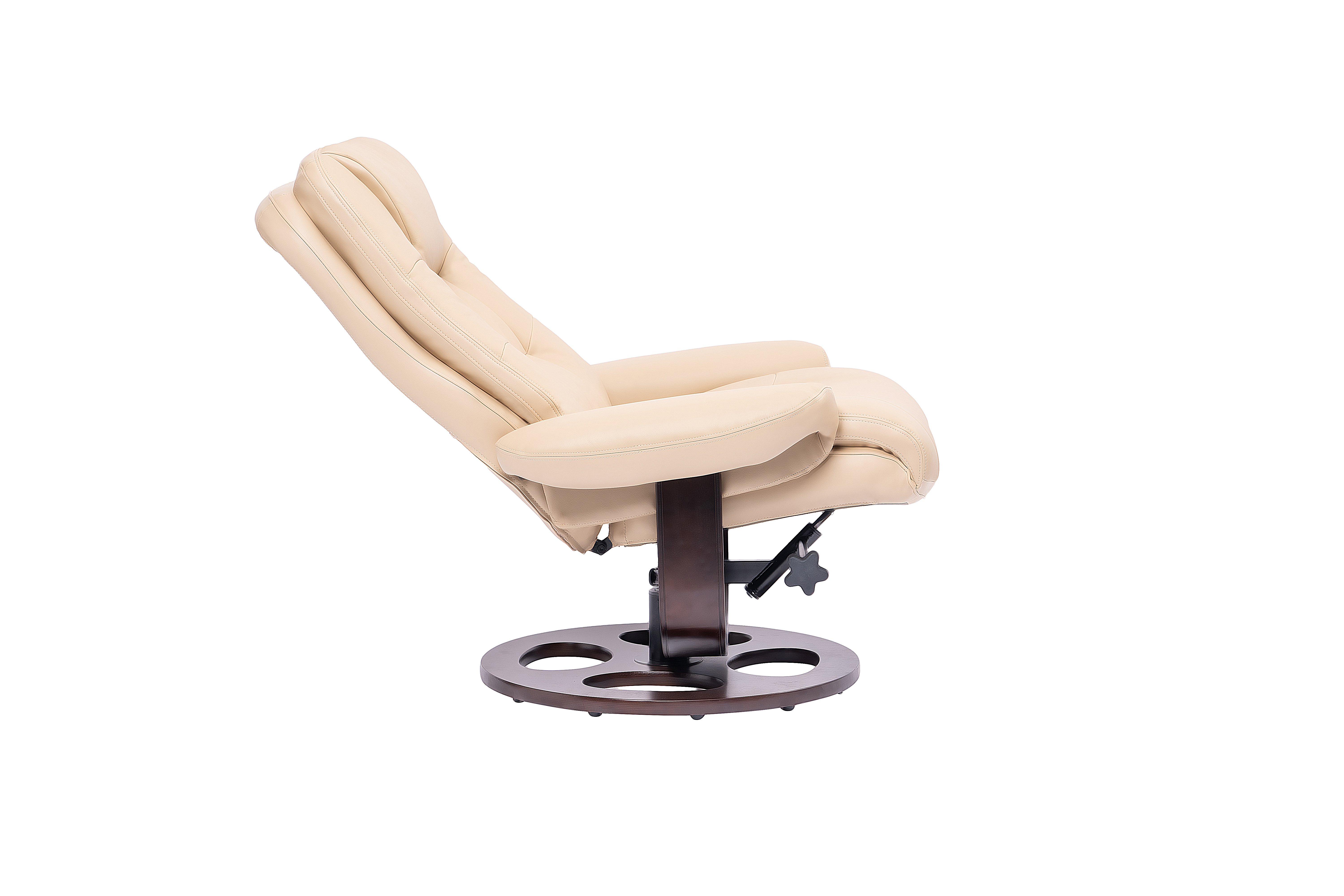 Wasatch Ivory Leather Pedestal Recliner with Matching Ottoman-5