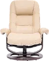 Wasatch Ivory Leather Swivel Recliner with Matching Ottoman