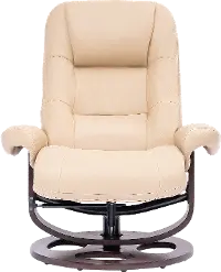 Wasatch Ivory Leather Swivel Recliner with Matching Ottoman