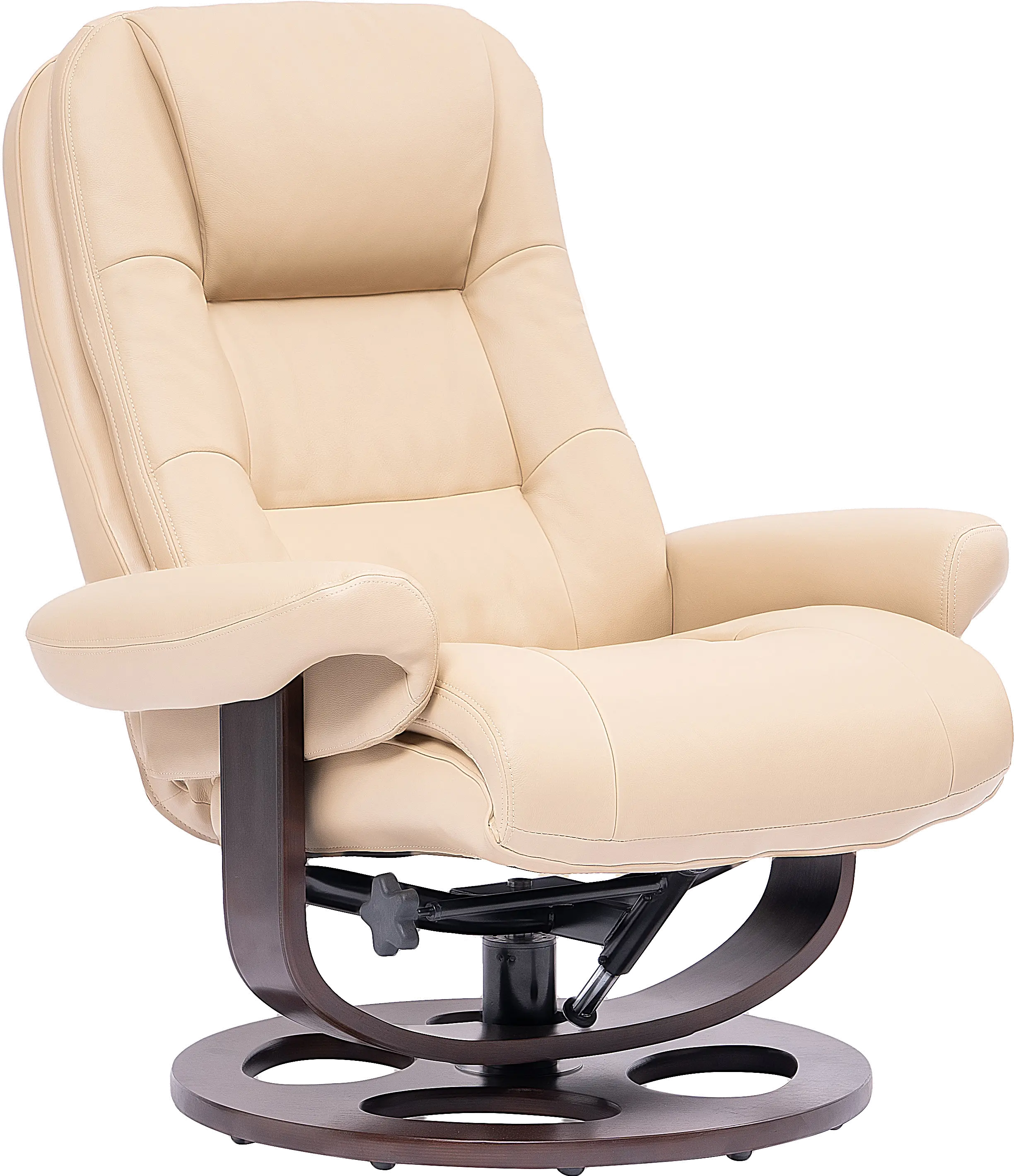 Wasatch Ivory Leather Swivel Recliner with Matching Ottoman-2