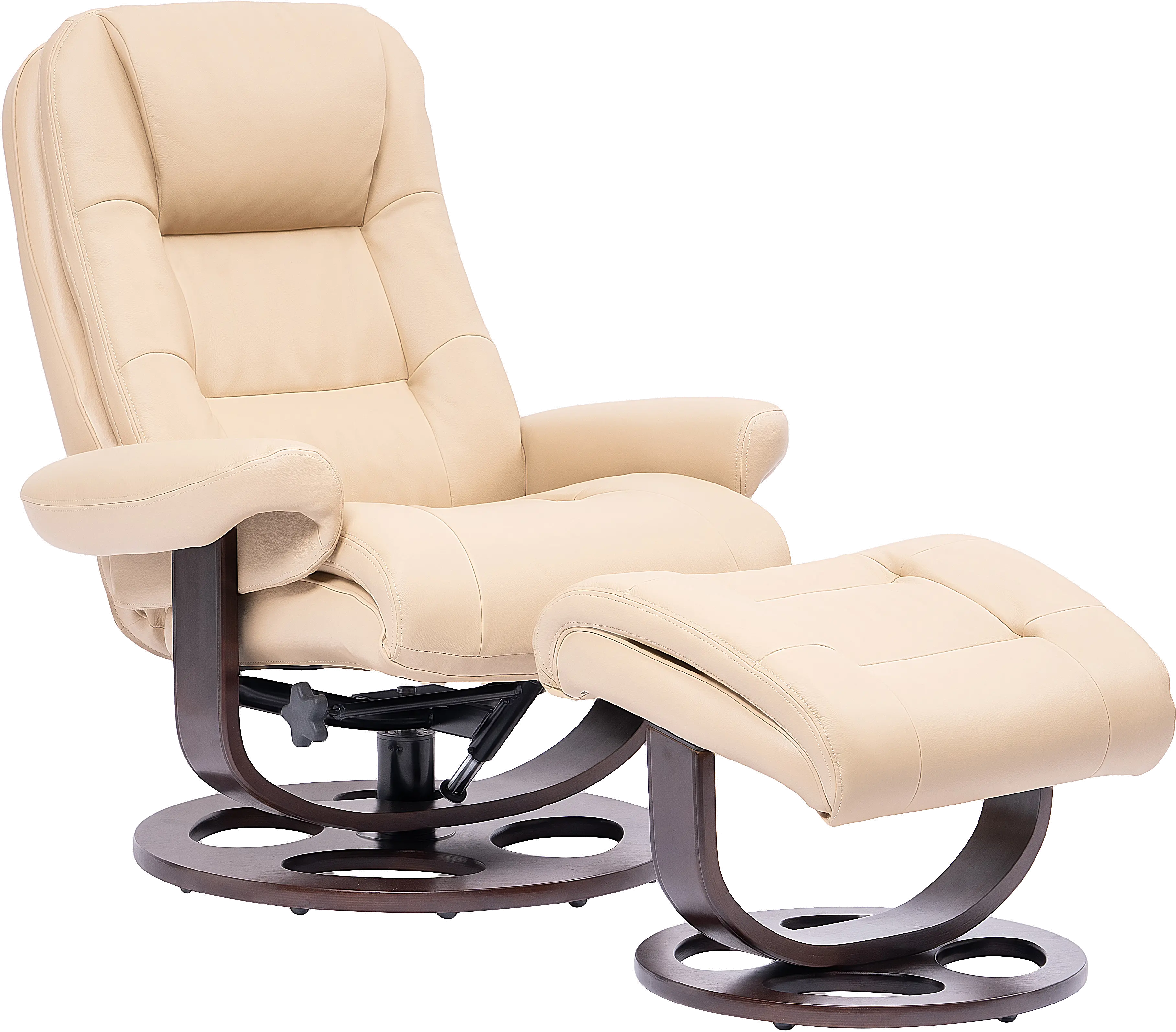 Wasatch Ivory Leather Swivel Recliner with Matching Ottoman-3