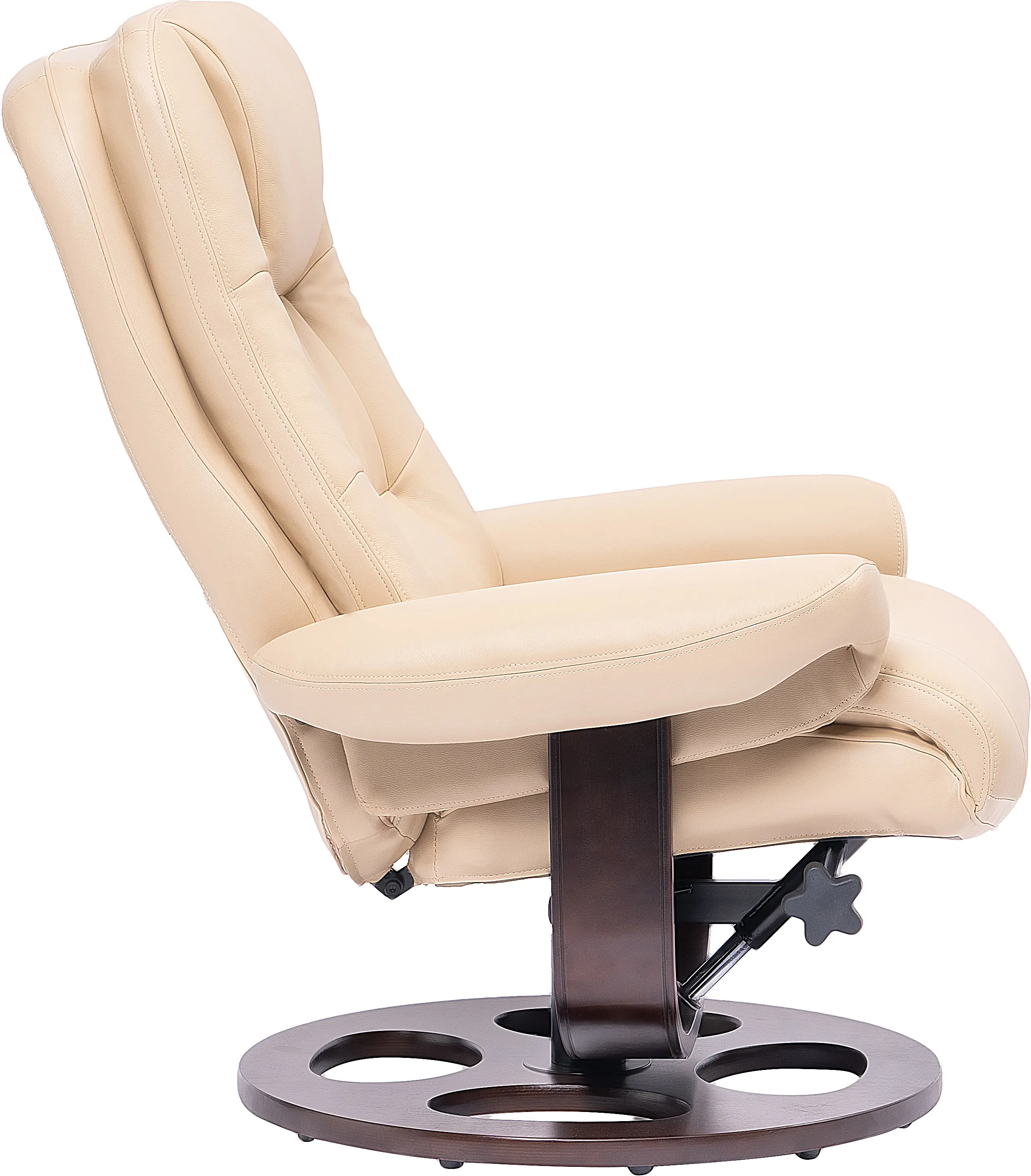 Wasatch Ivory Leather Swivel Recliner with Matching Ottoman-4