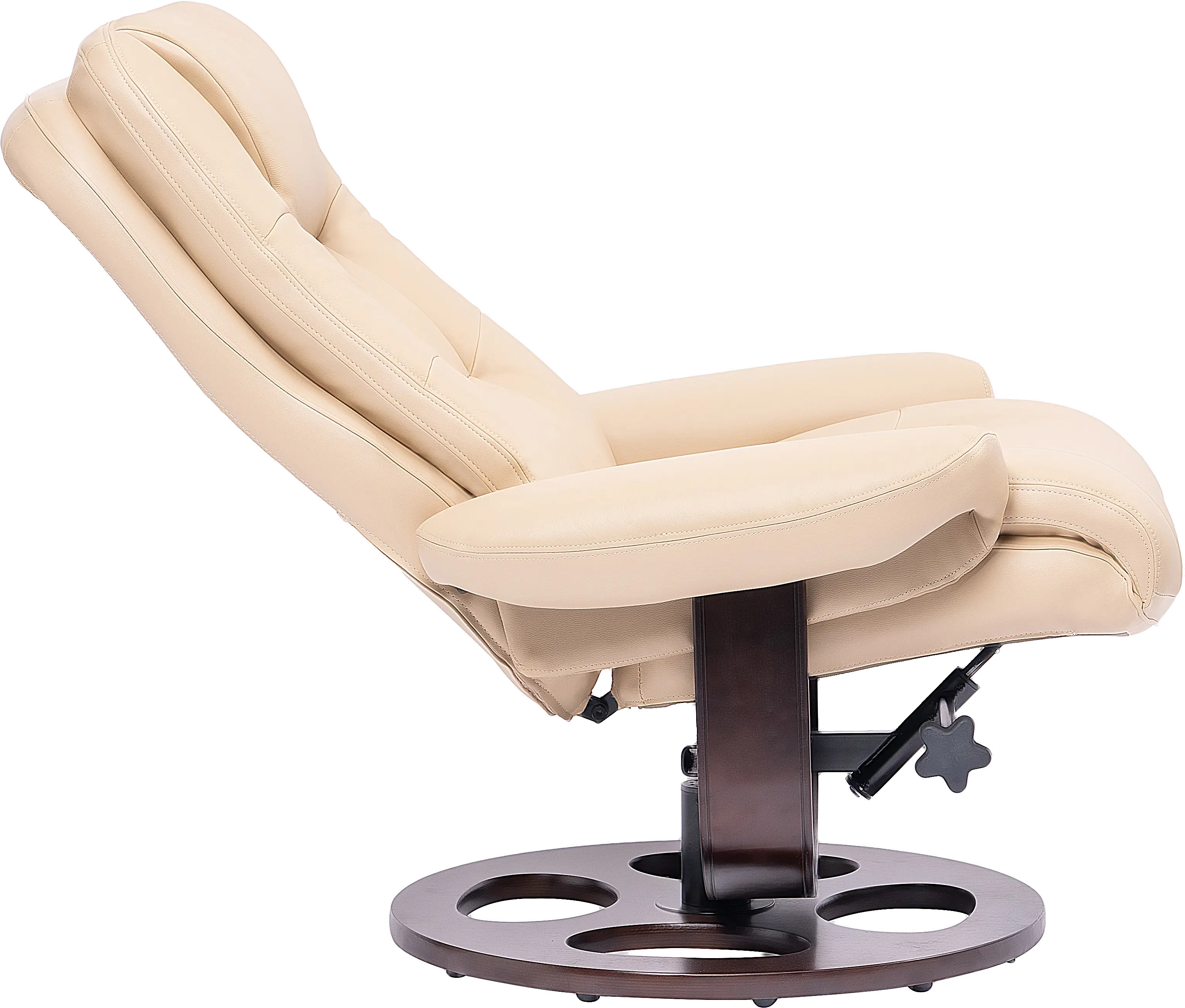 Wasatch Ivory Leather Swivel Recliner with Matching Ottoman-5