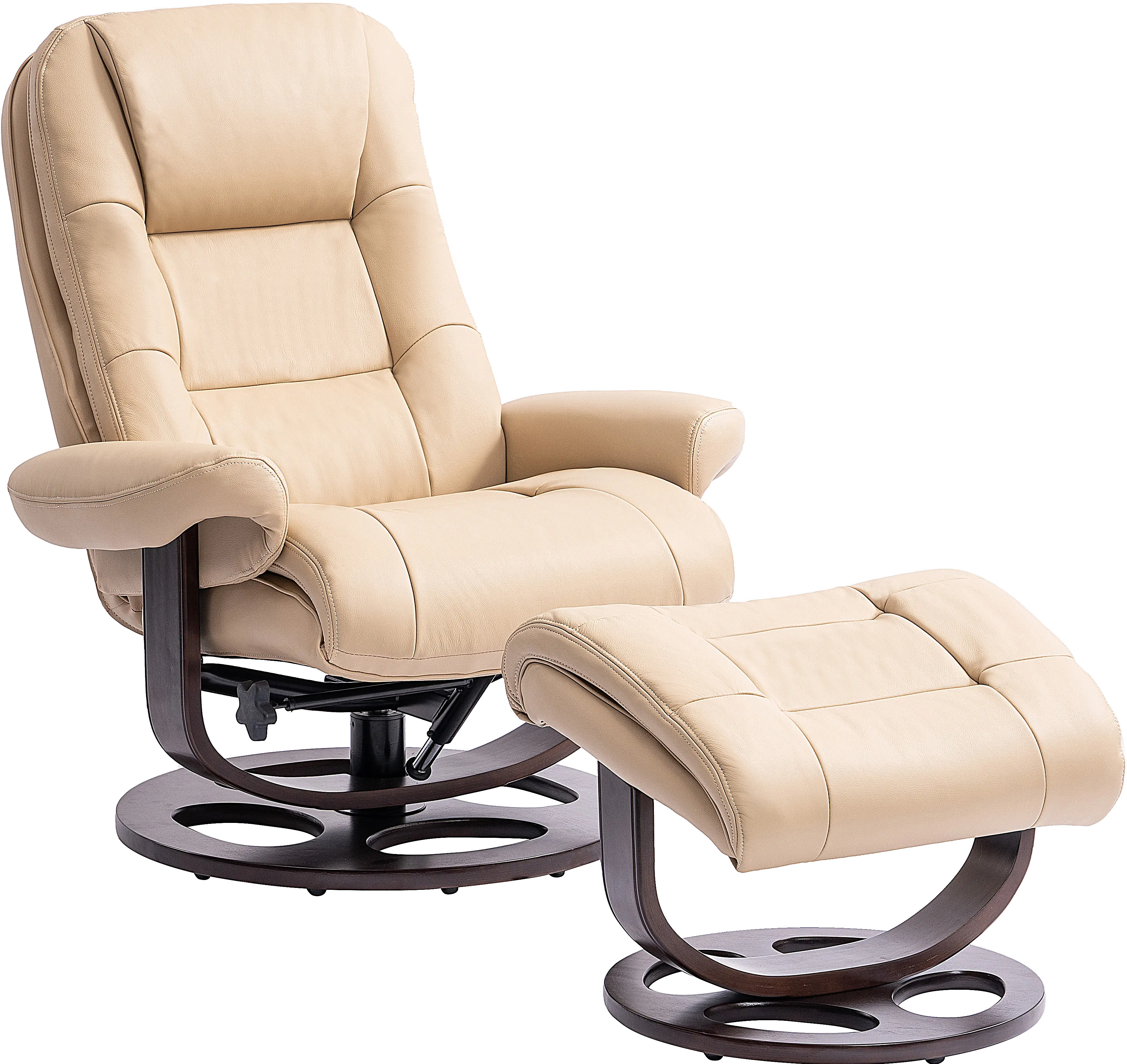 Wasatch Ivory Leather Swivel Recliner with Matching Ottoman-7