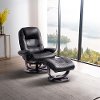 Black Leather Pedestal Recliner with Matching Ottoman - Wasatch
