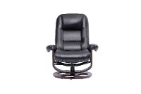 Black Leather Pedestal Recliner with Matching Ottoman - Wasatch-3