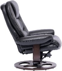 Black Leather Pedestal Recliner with Matching Ottoman - Wasatch-5
