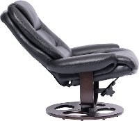Black Leather Pedestal Recliner with Matching Ottoman - Wasatch-6