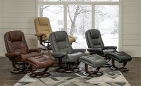 Black Leather Pedestal Recliner with Matching Ottoman - Wasatch-8