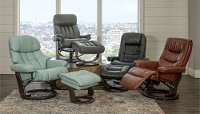 Black Leather Pedestal Recliner with Matching Ottoman - Wasatch-9