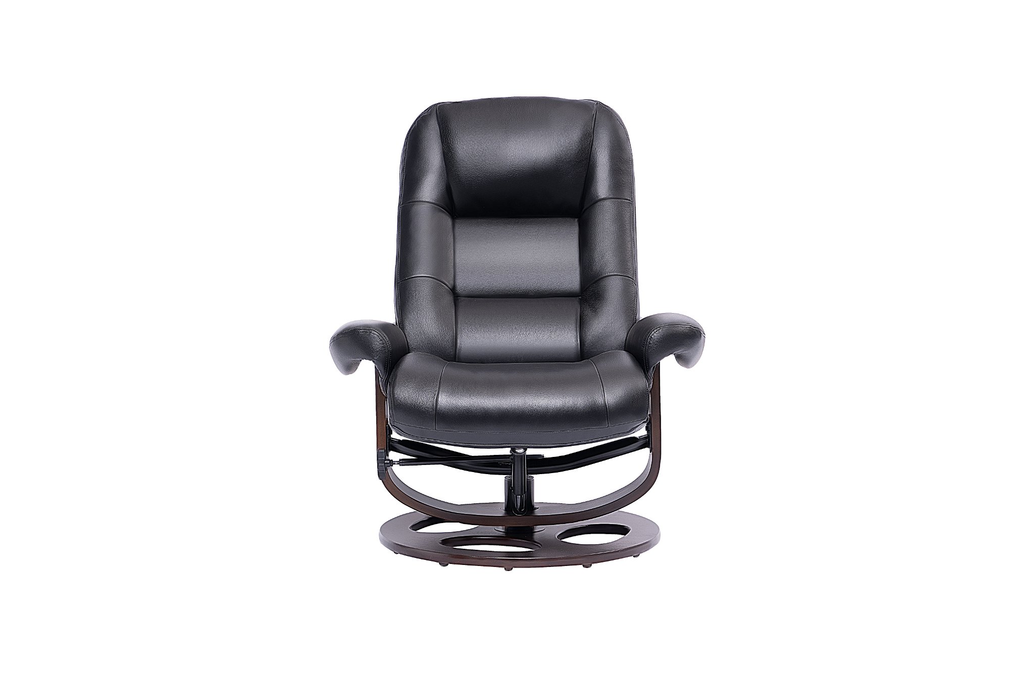 Wasatch Black Leather Pedestal Recliner with Matching Ottoman-3