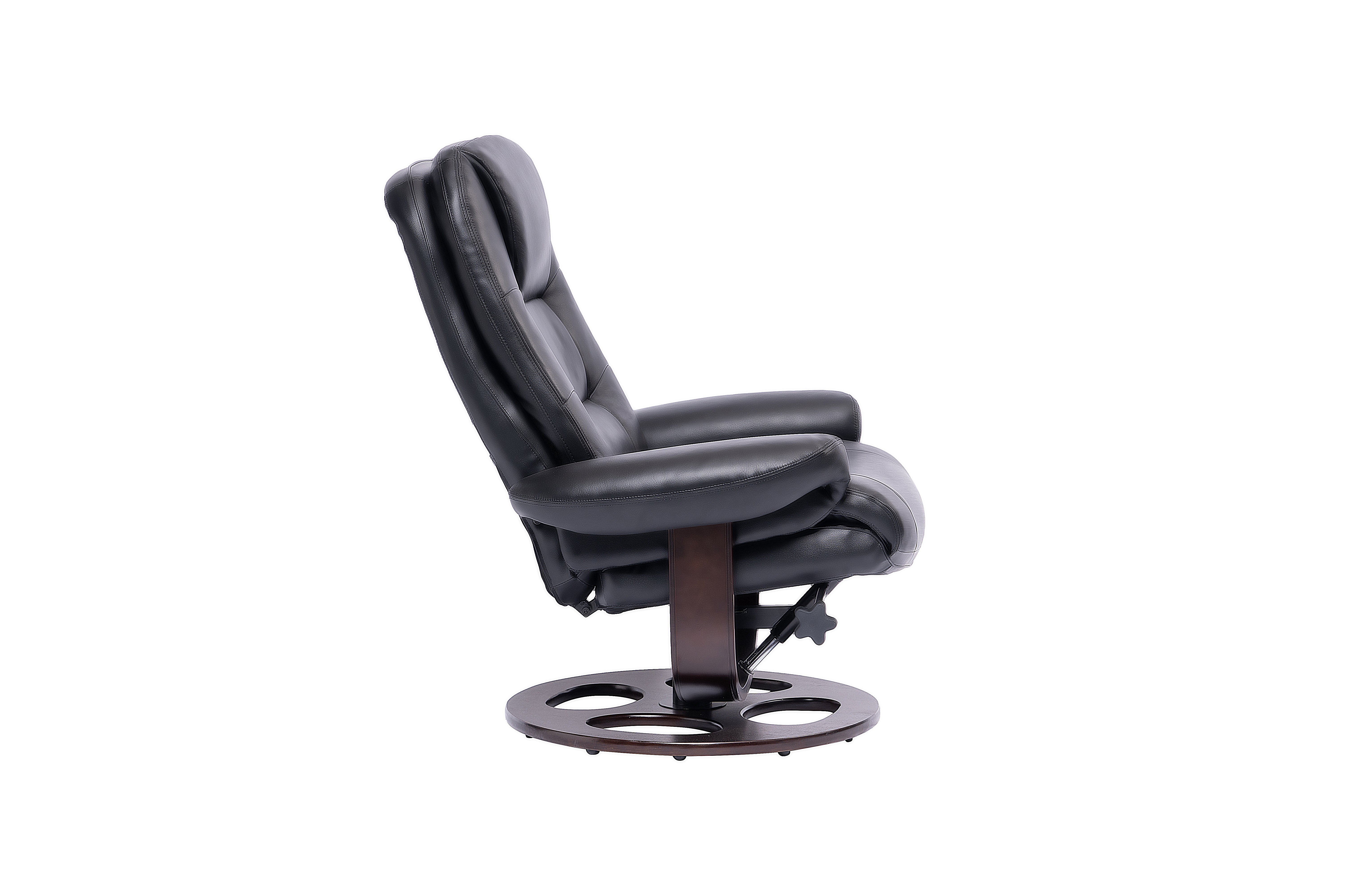 Wasatch Black Leather Pedestal Recliner with Matching Ottoman-5