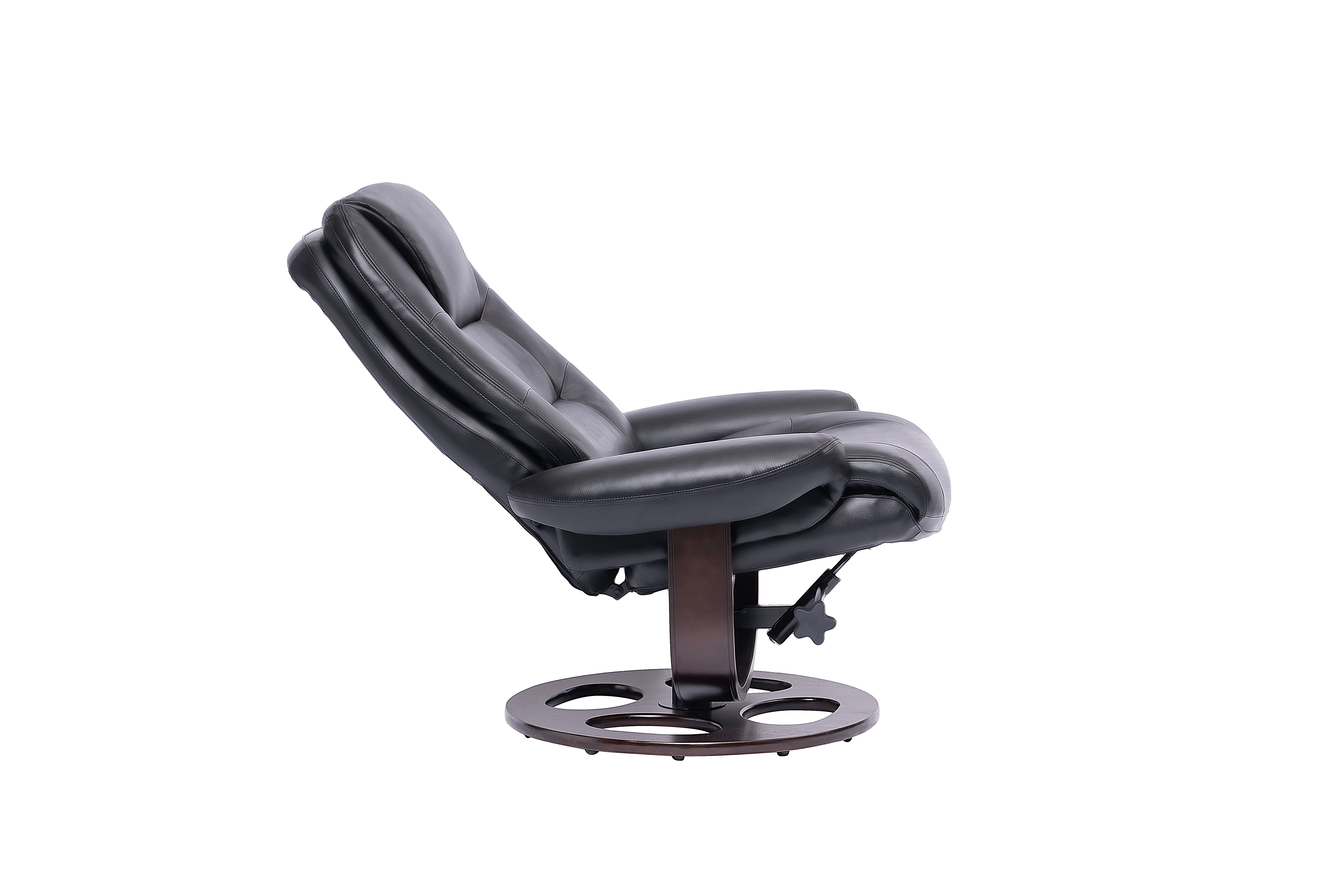Wasatch Black Leather Pedestal Recliner with Matching Ottoman-6