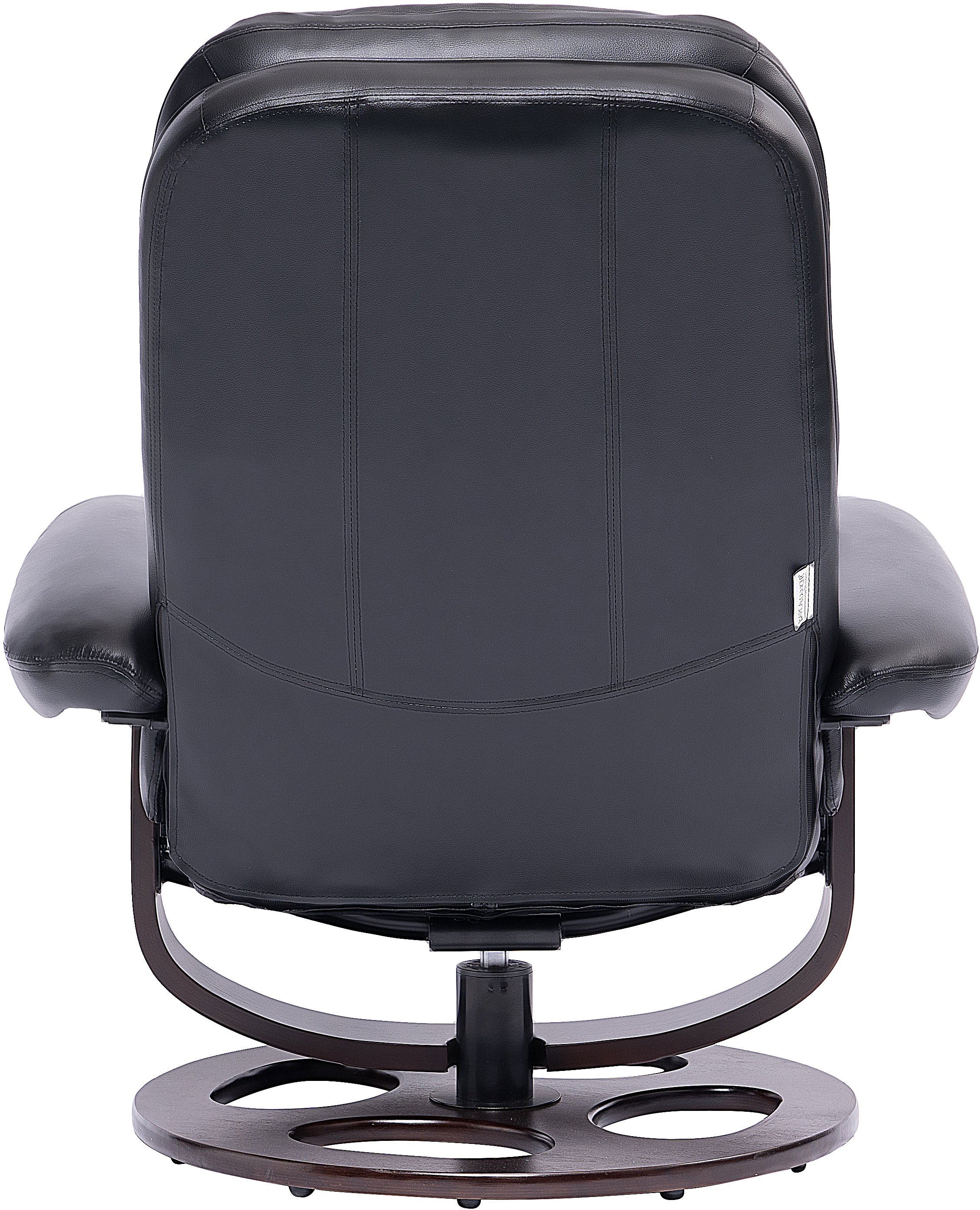 Wasatch Black Leather Pedestal Recliner with Matching Ottoman-7