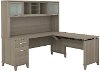 Contemporary Gray Sit/Stand L-shaped Desk with Hutch - Sommerset