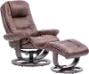 Wasatch Whiskey Brown Leather Swivel Recliner with Matching Ottoman