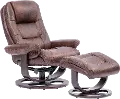 Wasatch Whiskey Brown Leather Swivel Recliner with Matching Ottoman