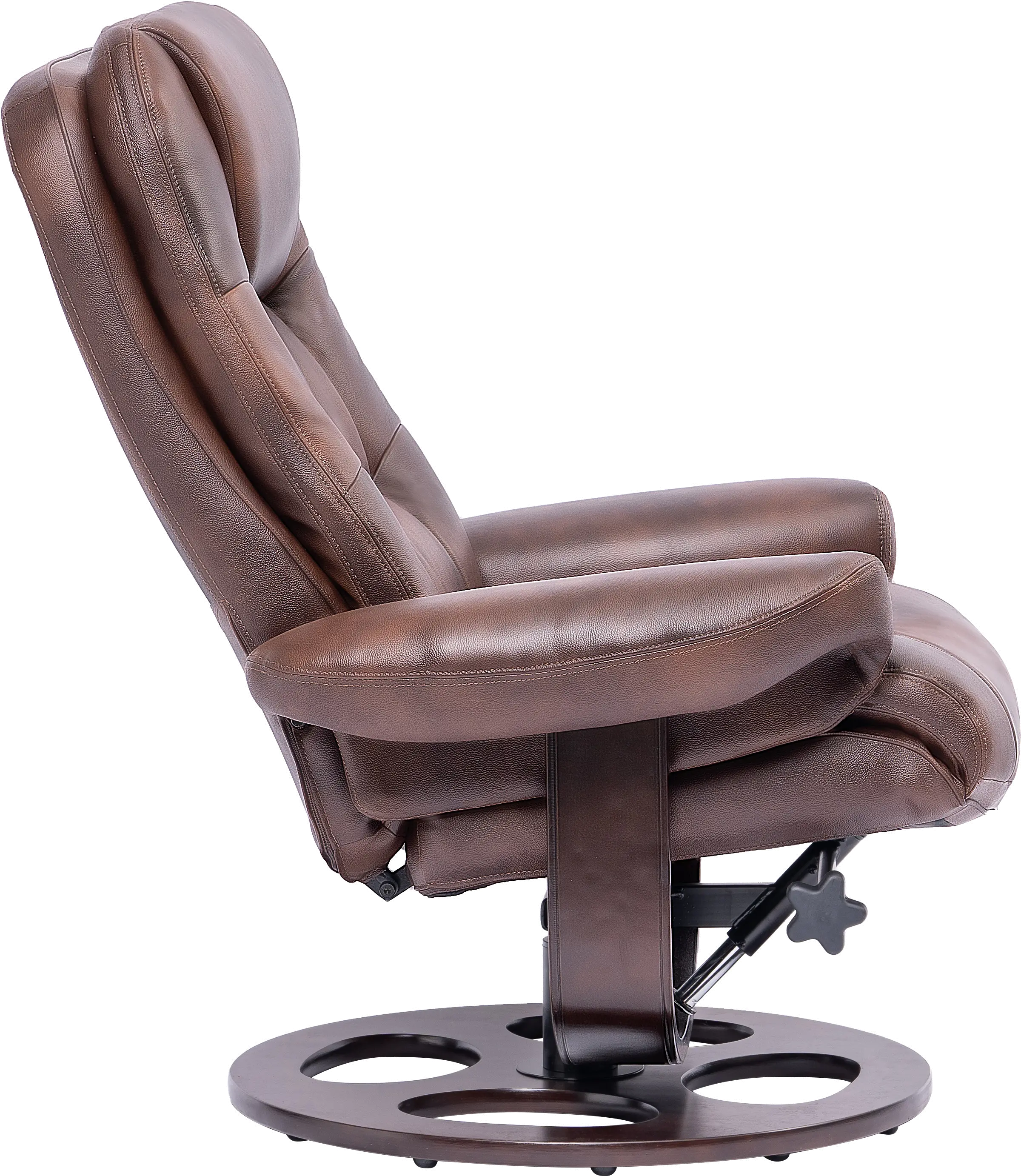 Wasatch Whiskey Brown Leather Swivel Recliner with Matching Ottoman-7