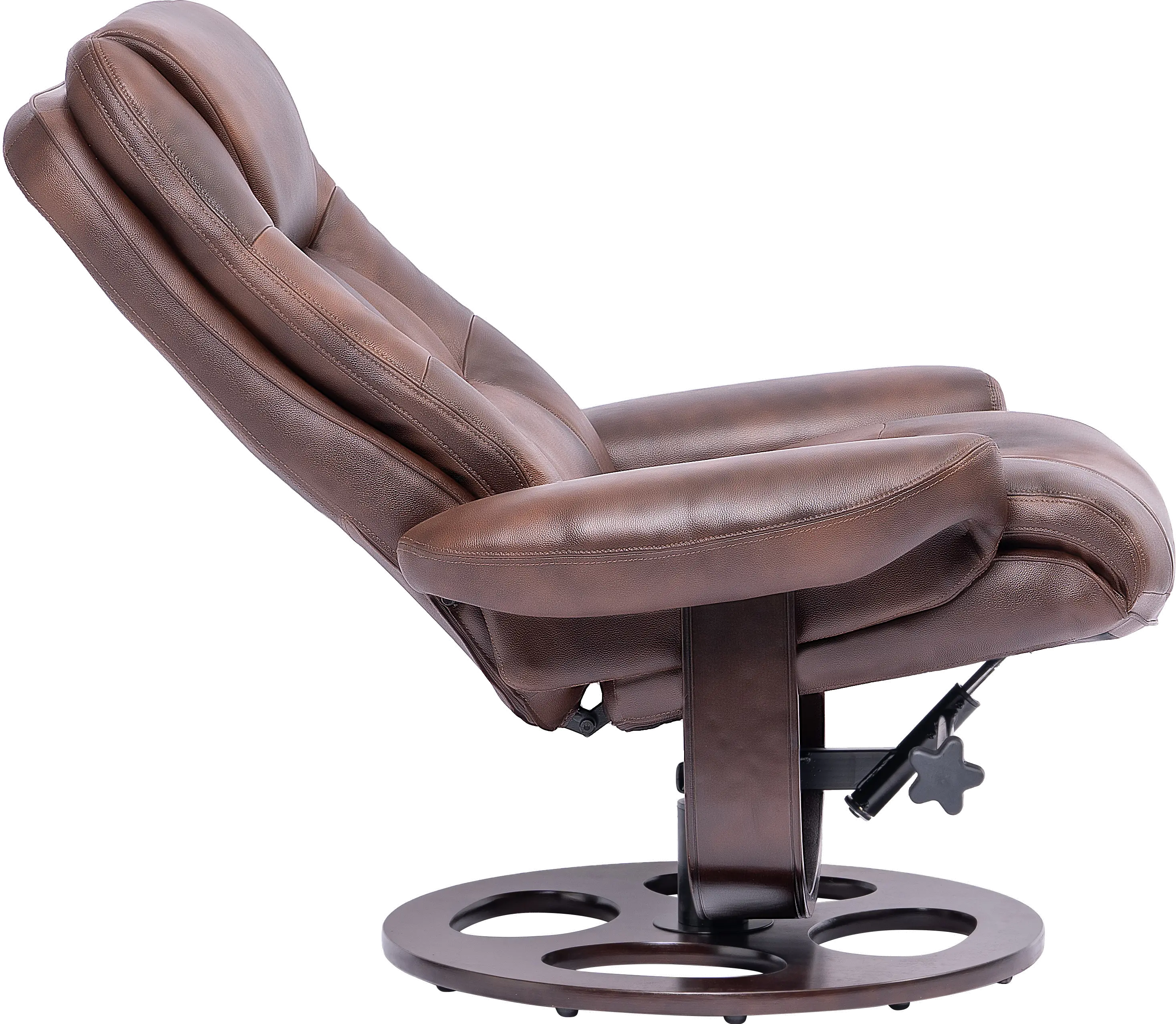 Wasatch Whiskey Brown Leather Swivel Recliner with Matching Ottoman-8
