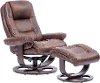 Whiskey Brown Leather Pedestal Recliner with Matching Ottoman - Wasatch