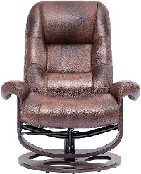 Whiskey Brown Leather Pedestal Recliner with Matching Ottoman - Wasatch-3