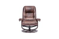 Whiskey Brown Leather Pedestal Recliner with Matching Ottoman - Wasatch-4
