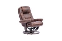 Whiskey Brown Leather Pedestal Recliner with Matching Ottoman - Wasatch-5