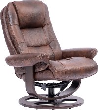 Whiskey Brown Leather Pedestal Recliner with Matching Ottoman - Wasatch-6