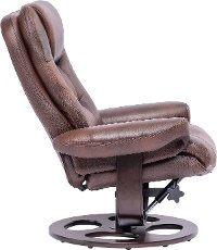 Whiskey Brown Leather Pedestal Recliner with Matching Ottoman - Wasatch-7