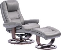 Dark Gray Leather Pedestal Recliner with Matching Ottoman - Wasatch-2