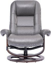 Dark Gray Leather Pedestal Recliner with Matching Ottoman - Wasatch-6