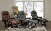 Dark Gray Leather Pedestal Recliner with Matching Ottoman - Wasatch-8