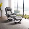 Wasatch Dark Gray Leather Swivel Recliner with Matching Ottoman