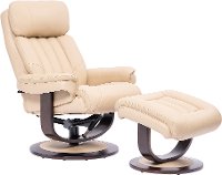 Ivory Leather Pedestal Recliner with Matching Ottoman - Moab-3
