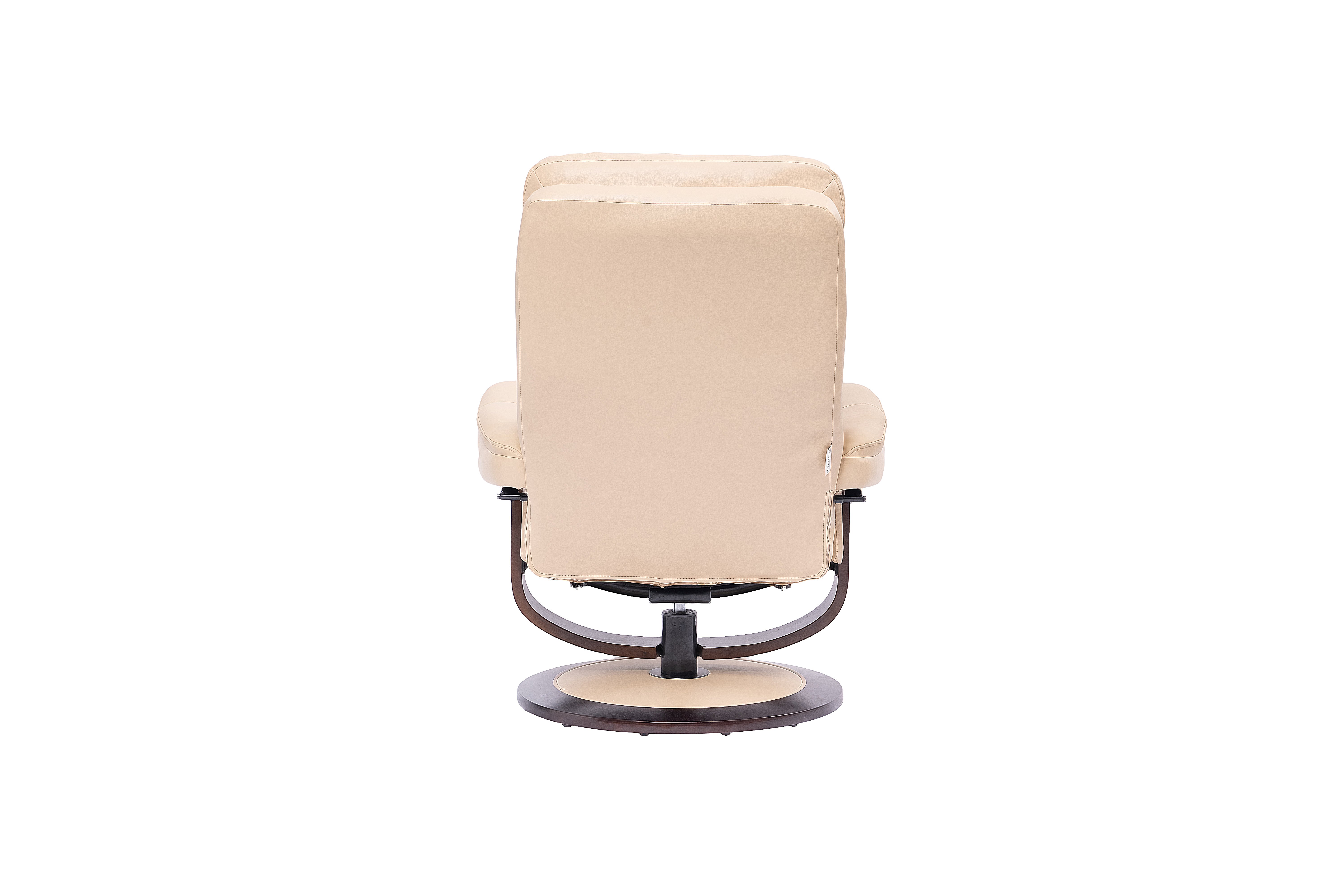 Ivory Leather Pedestal Recliner with Matching Ottoman - Moab-7