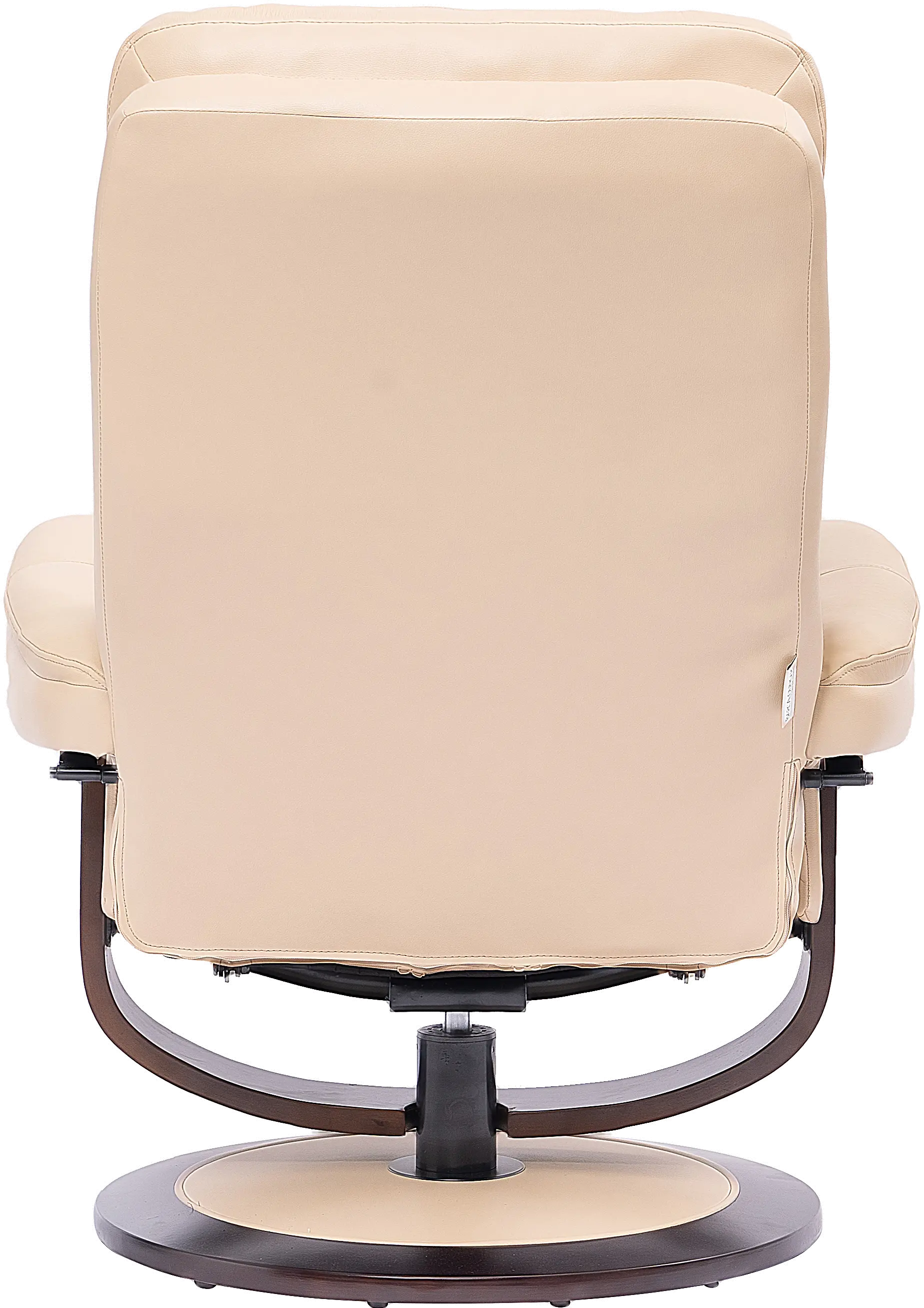 Ivory Leather Pedestal Recliner with Matching Ottoman - Moab-7