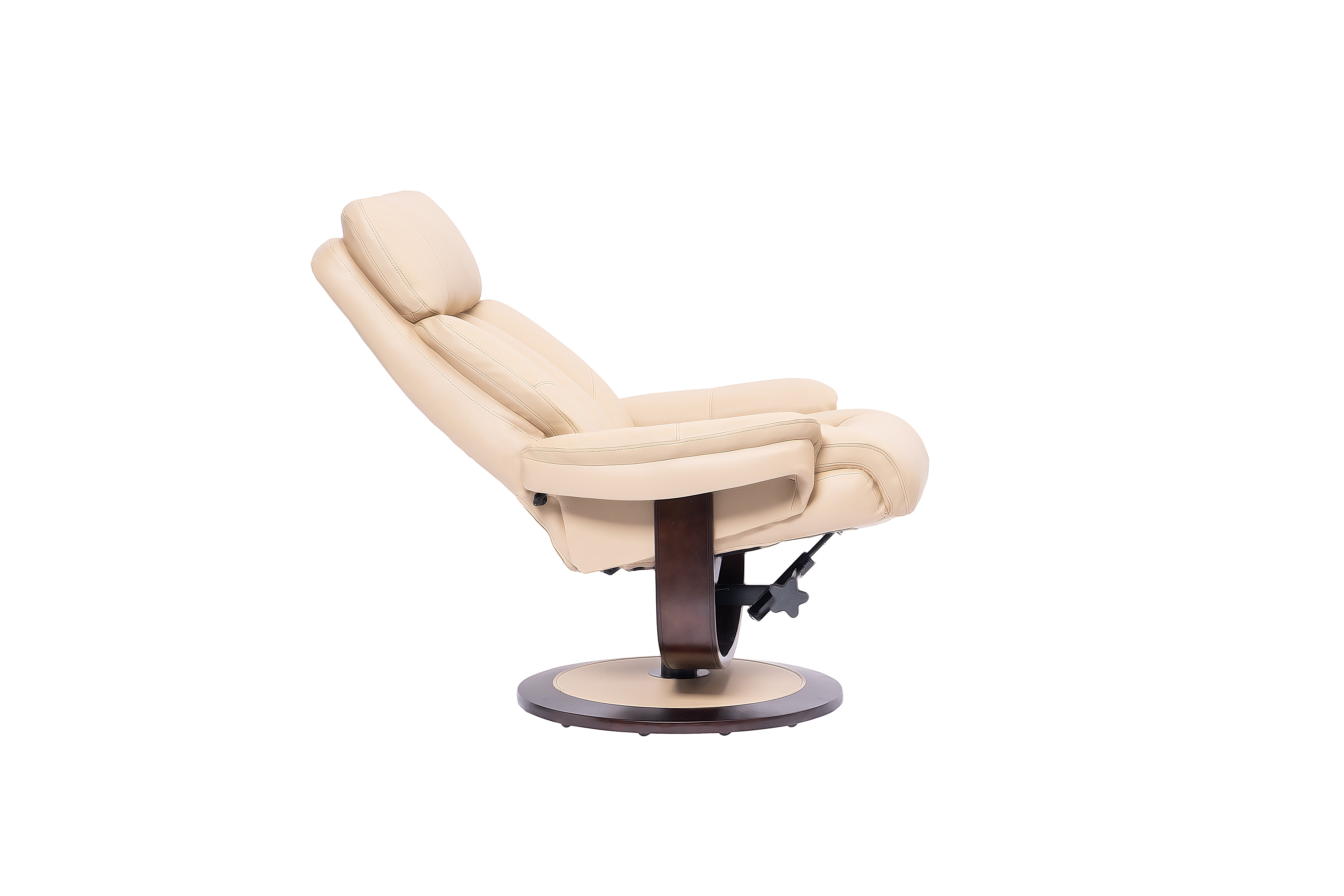 Ivory Leather Pedestal Recliner with Matching Ottoman - Moab-8