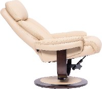 Ivory Leather Pedestal Recliner with Matching Ottoman - Moab-8