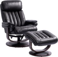 Black Leather Pedestal Recliner with Matching Ottoman - Moab-2