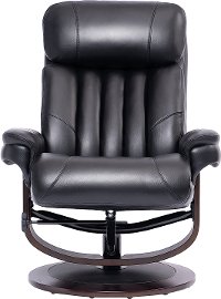 Black Leather Pedestal Recliner with Matching Ottoman - Moab-3